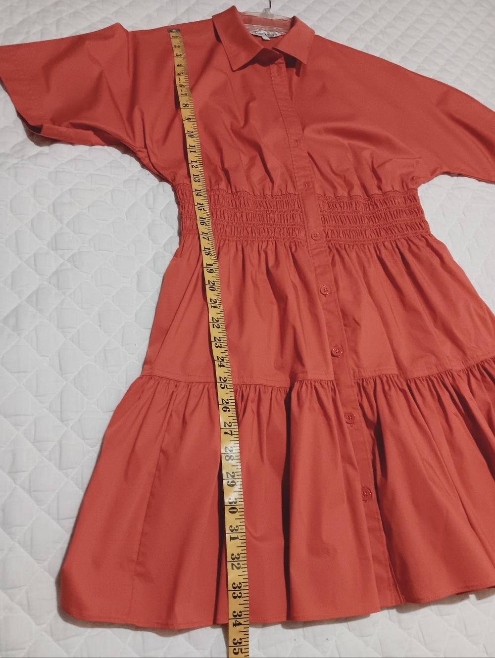 VERONICA BEARD Shirt dressCotton-blend poplin Shirred Button Size 10 - Picture 11 of 14
